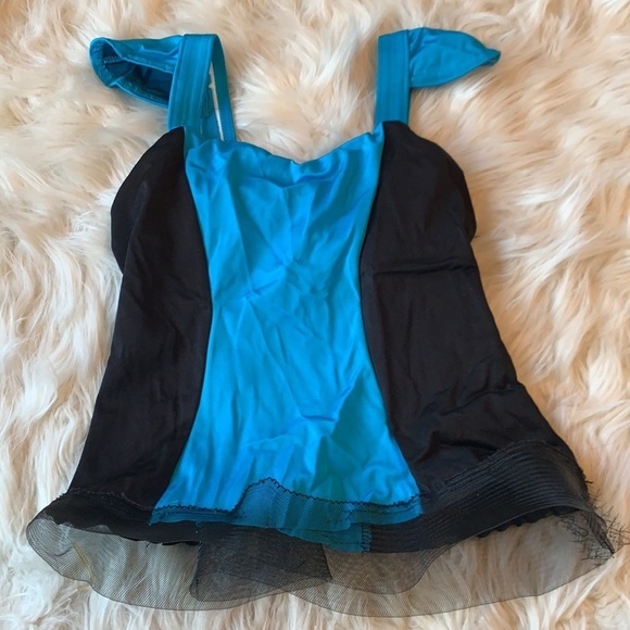 Blue and Black two piece color block dance costume - Picture 9 of 13